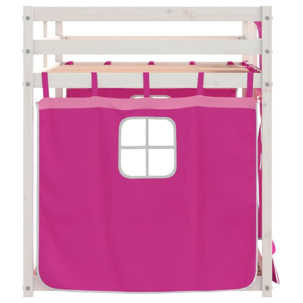 Bunk Bed with Curtains Pink 80x200 cm Solid Pinewood