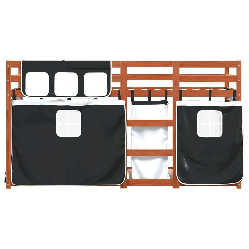 Bunk Bed with Curtains White & Black 80x200 cm Pinewood