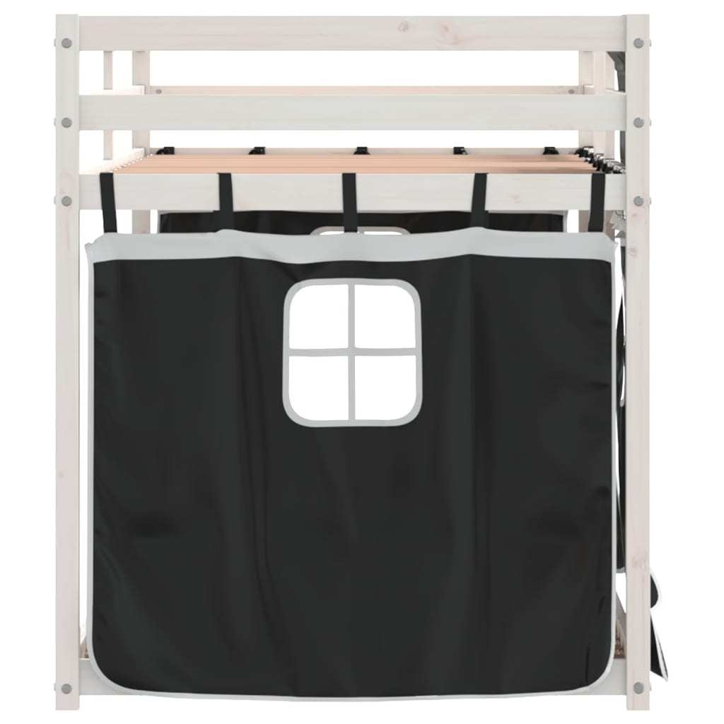 Bunk Bed with Curtains White & Black 80x200 cm Pinewood