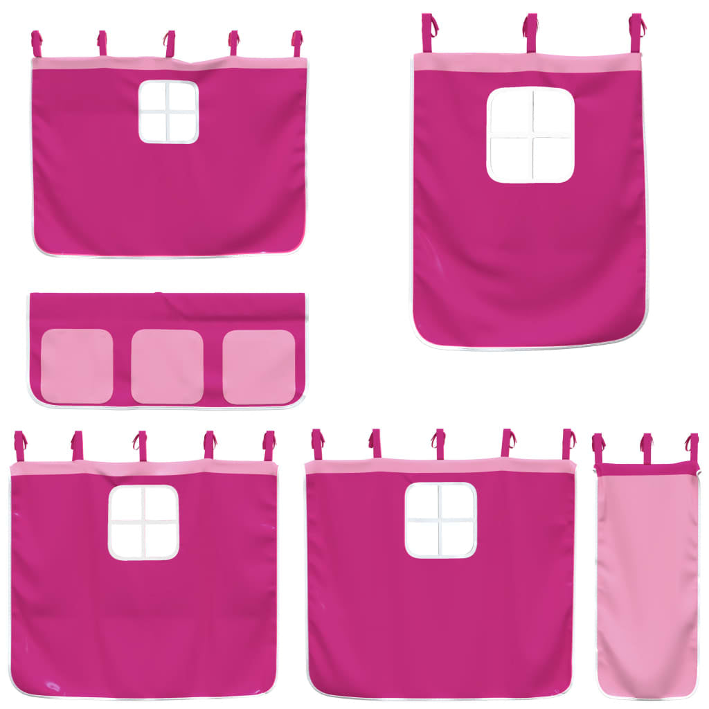 Bunk Bed with Curtains Pink 75x190 cm Solid Pinewood