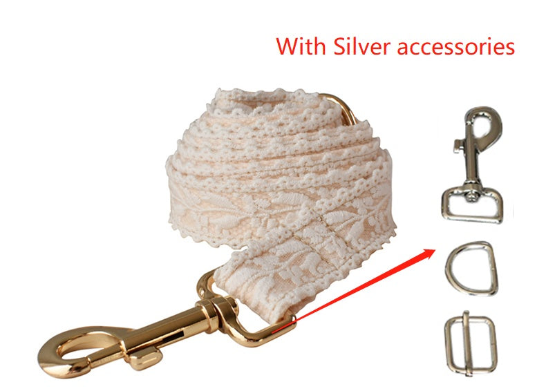 Leaf Lace Pet Collar Bow Metal Buckle