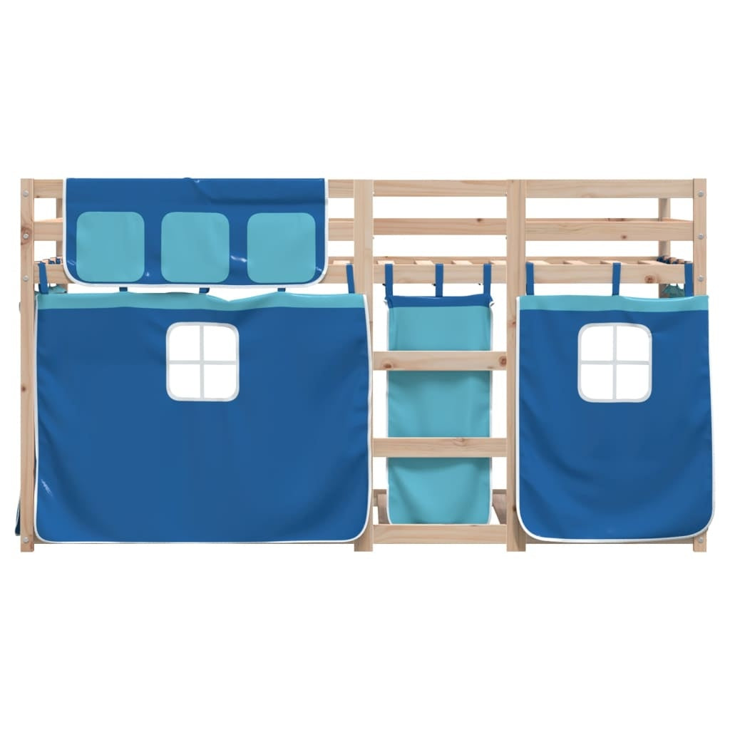 Bunk Bed with Curtains Blue 90x190 cm Solid Pinewood