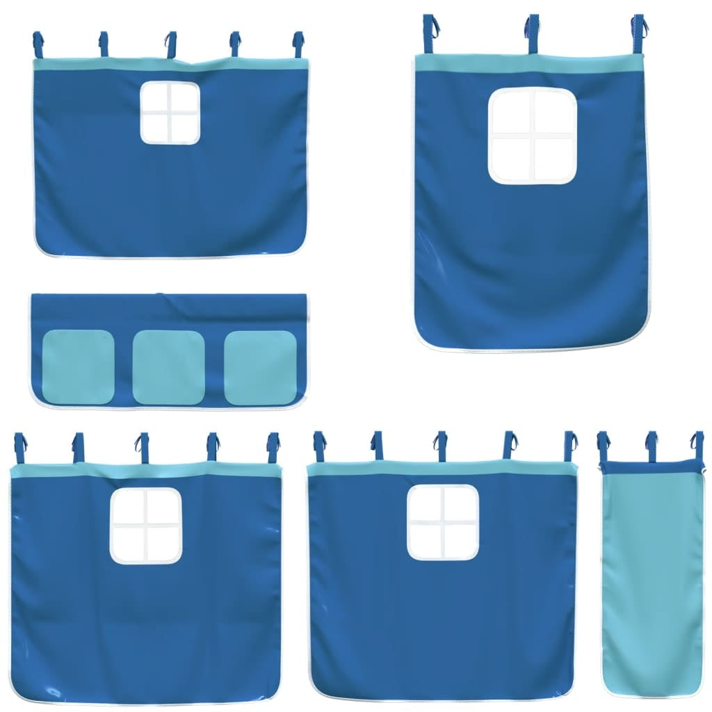 Bunk Bed with Curtains Blue 90x190 cm Solid Pinewood