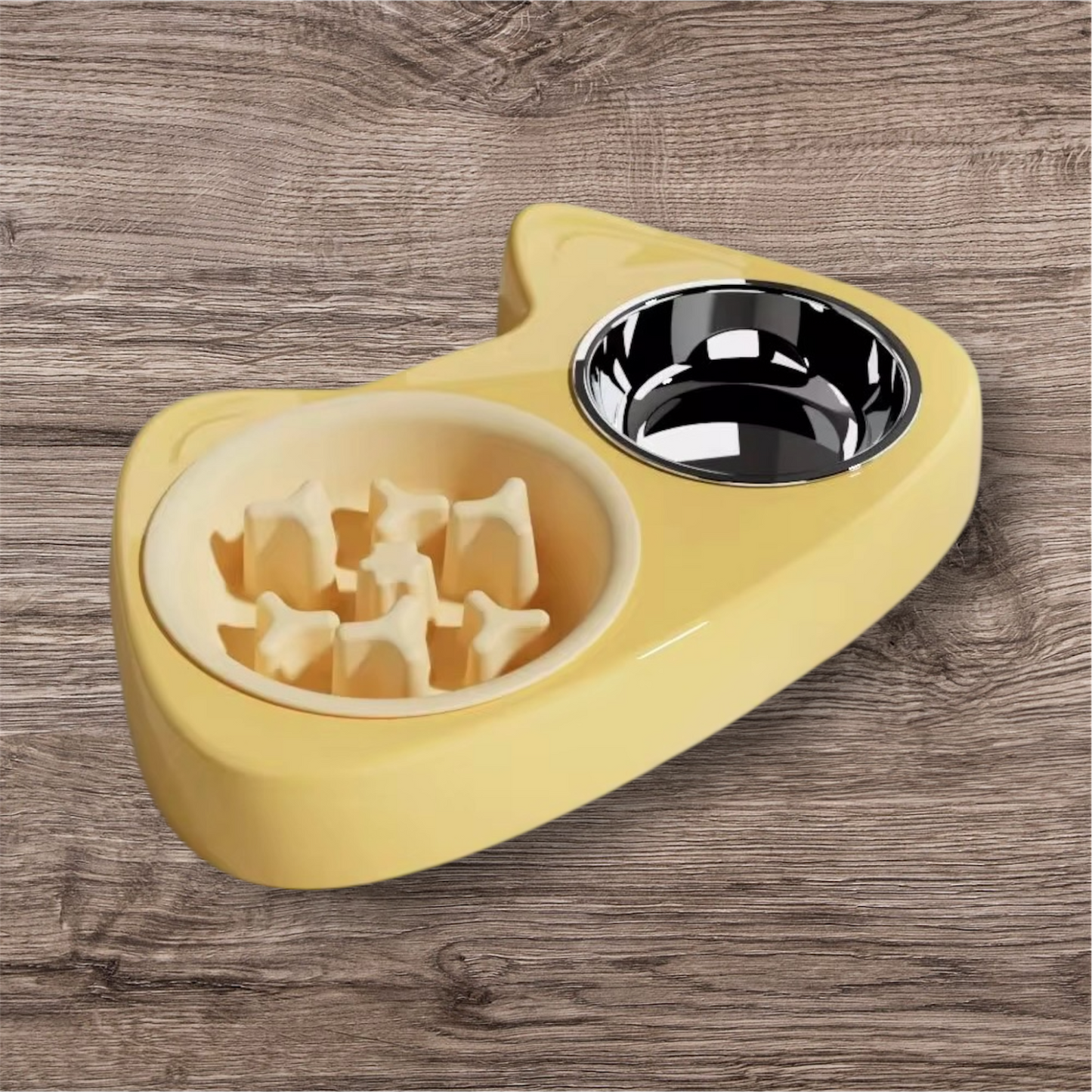 Dog Cat Double Pet Food Bowl Stainless Steel Slow Feeder