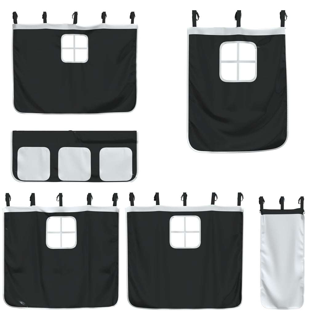 Bunk Bed with Curtains White & Black 80x200 cm Pinewood