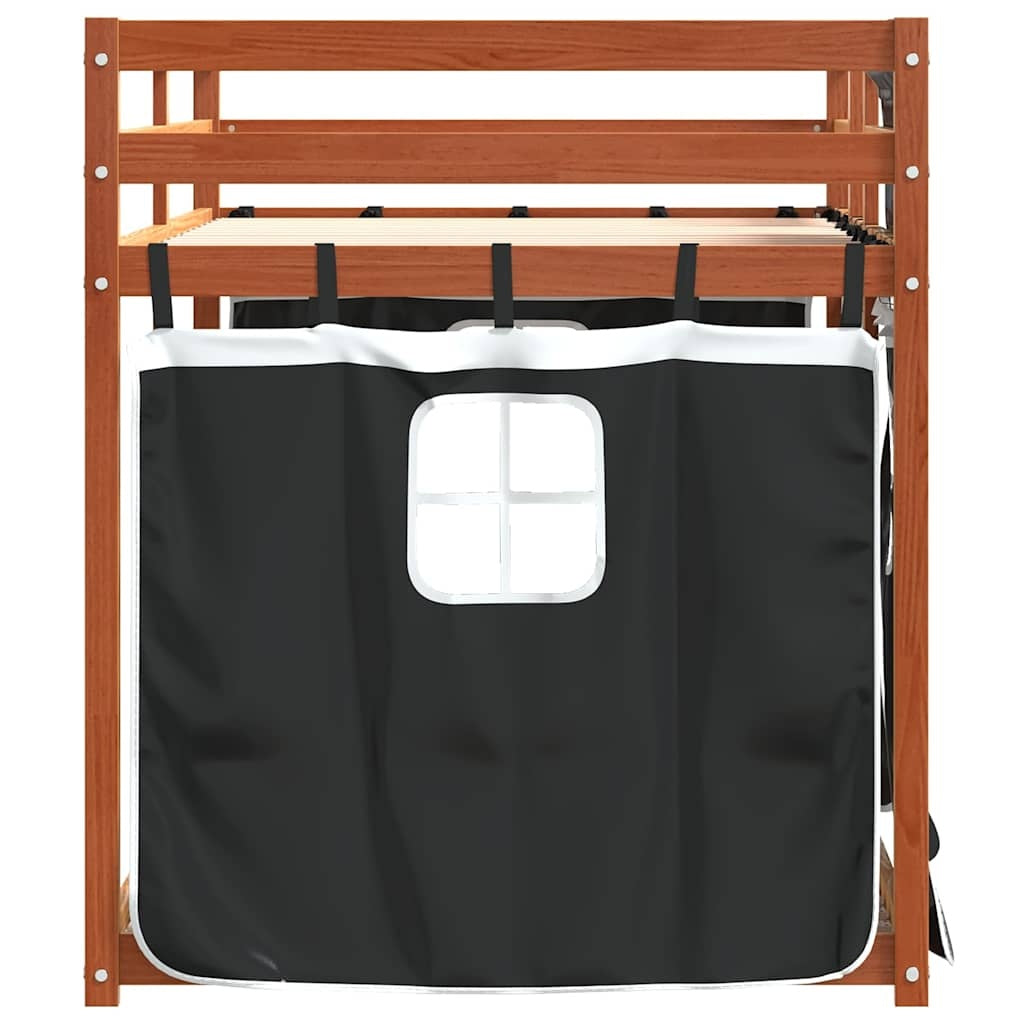 Bunk Bed with Curtains White & Black 80x200 cm Pinewood