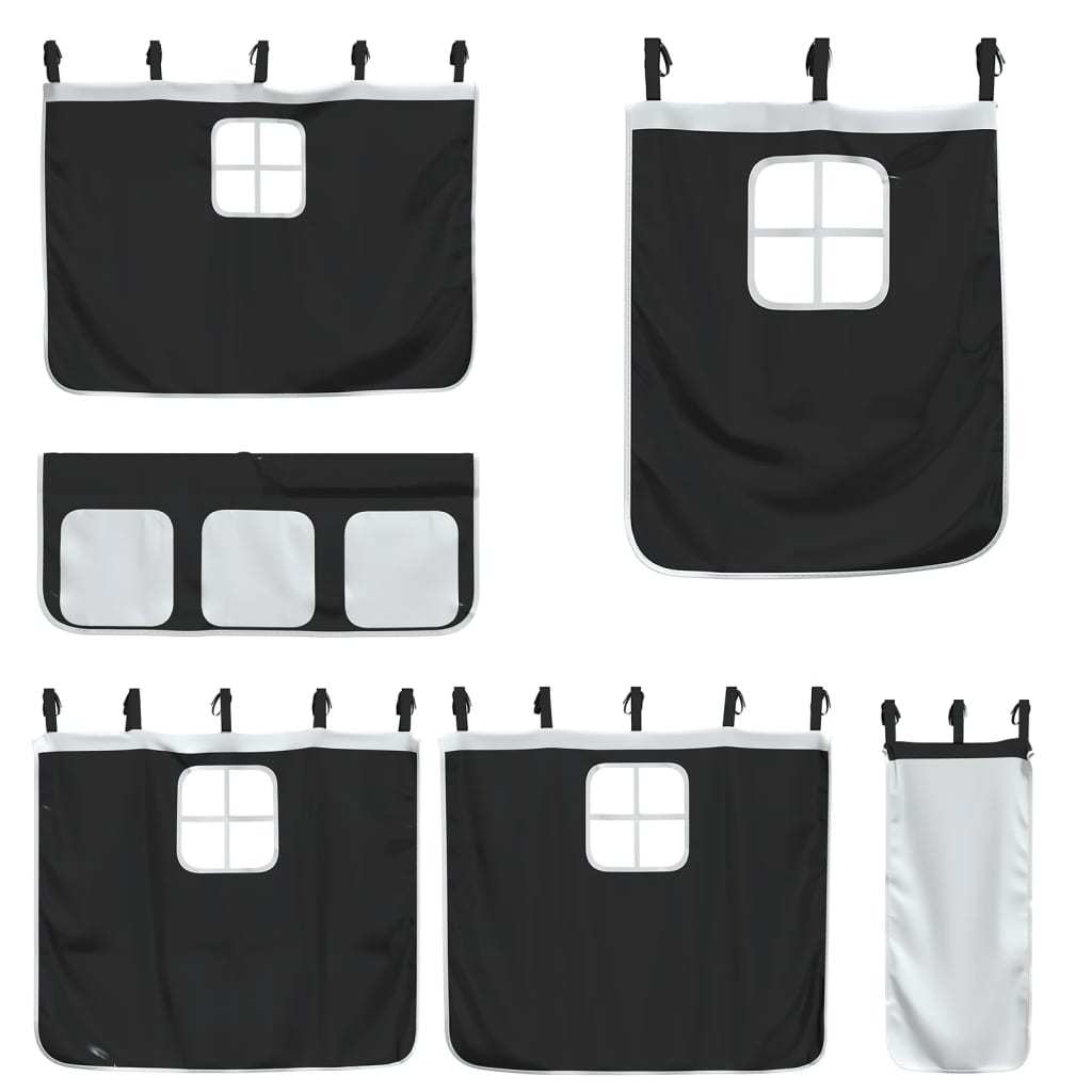 Bunk Bed with Curtains White & Black 80x200 cm Pinewood