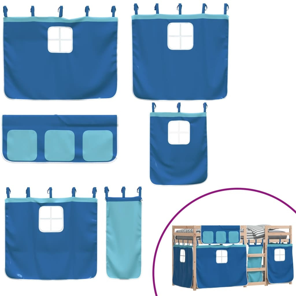 Bunk Bed with Curtains Blue 90x190 cm Solid Pinewood